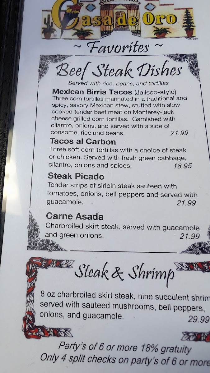 Casa De Oro Menu - Image 3